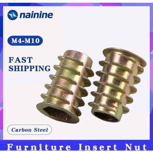 Furniture Nuts [M4 M5 M6 M8 M10] Zinc Alloy Furniture Nuts Thread For Wood Insert Nut Flanged Hex Drive Head B058