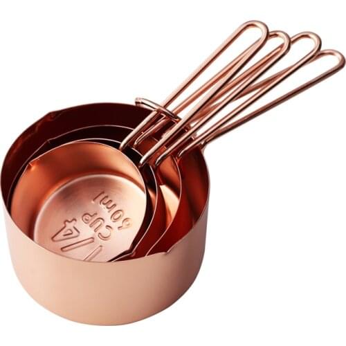 Stainless Steel Measuring Spoons Plated Copper Rose Gold Measuring Spoons and Cups Set Kitchen Gadgets Baking Tools