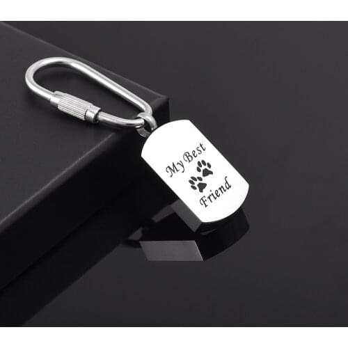 My Best Friend Engraved Pendant &Keyring High Grade Stainless Steel Pet Memorial Cremation Urn Keychain Key Hooks 3 Design