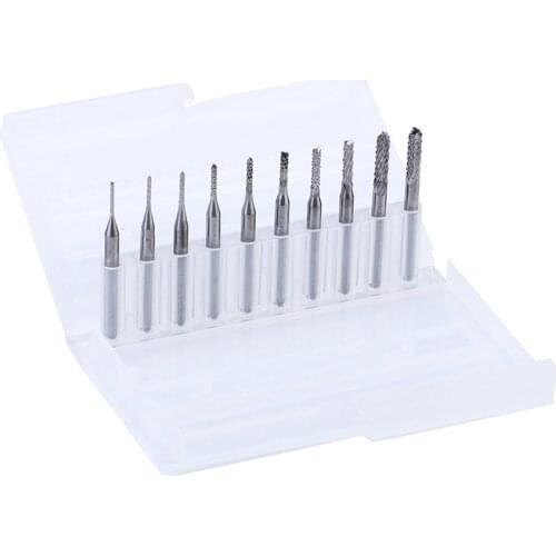 10 Pieces Set Tungsten Carbide Extended PCB Corn Cutter CNC Engraving Wood Router Corn Milling Cutter PCB Drill