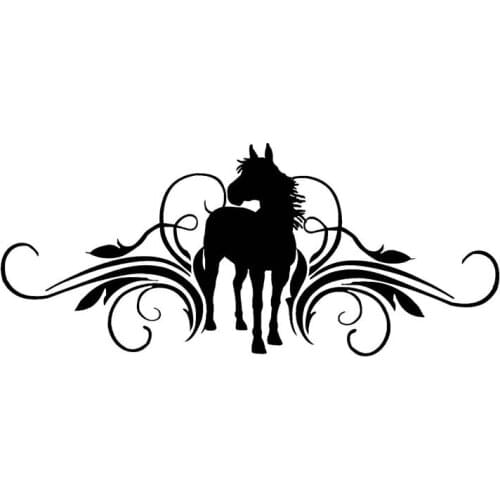 Car Stickers Rolling and Horse PVC Fashion Car Stickers Decorative Door Shape Decals Waterproof Sunscreen Black/white,30cm*13cm