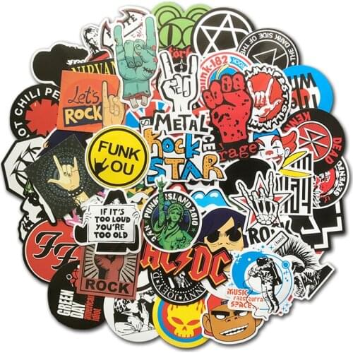 100Pcs/Lot Rock Sticker Music Retro Band Graffiti JDM Stickers to DIY Guitar Motorcycle Laptop Luggage Skateboard Car Decal Bomb