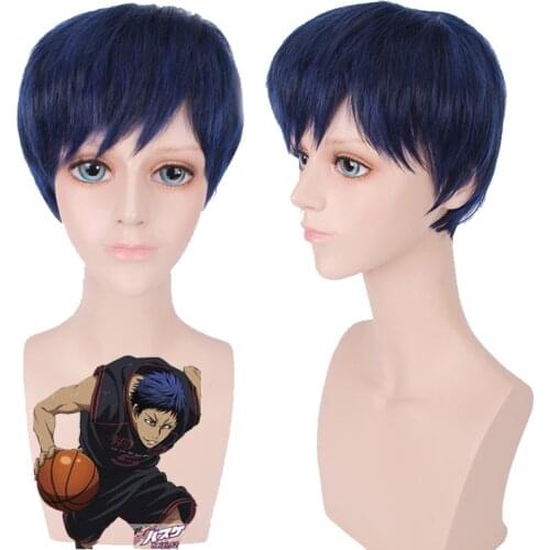 Anime Kuroko No Basuke GAKUEN Aomine Daiki Wig Cosplay Kurokos Basketball Short Heat Resistant Synthetic Hair Wig+ Free Wig Cap