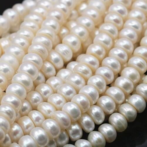 Freshwater Natural White Pearl 7-8mm Loose Beads for Jewelry Making Abacus Spacers Pearls DIY Necklace Bracelet 14.5inch A486