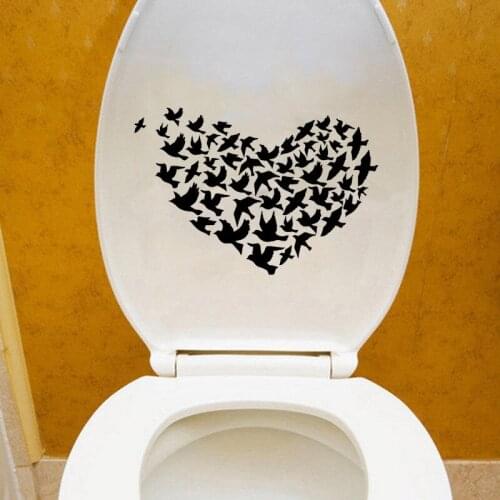Birds Heart Love Home Decoration Accessories Vinyl Toilet Stickers Wall Decals 6WS0027