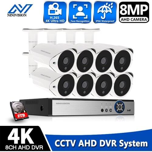 8CH 5MP HDMI DVR NVR Kit CCTV Security System 5.0MP Indoor Outdoor Audio Record DVR HD Camera Video Surveillance Set 2TB HDD