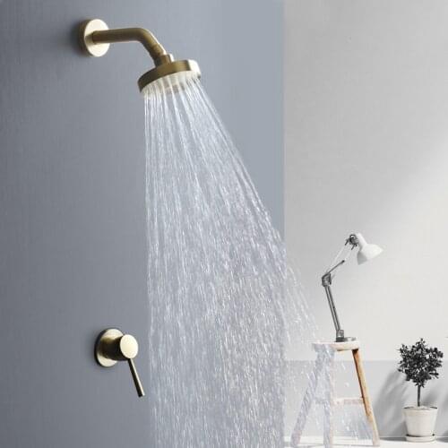Shower Faucet Golden Bathroom Shower Set Sprayer Mixer Tap Wall Mount Rain Shower Hotel Hot And Cold Mixer Hidden Water Taps