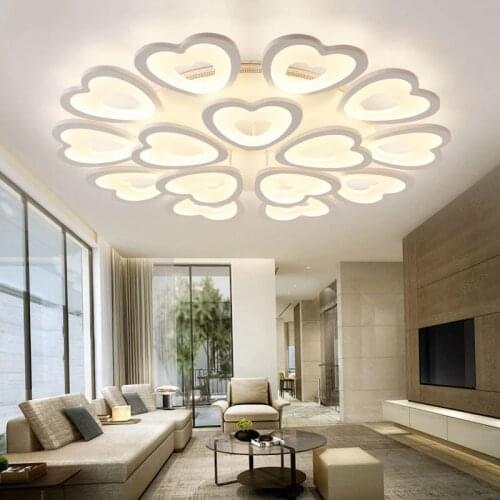 Modern LED Ceiling Chandeliers With Remote Control for Bedroom Living Room White Heart shaped led Ceiling Lamp