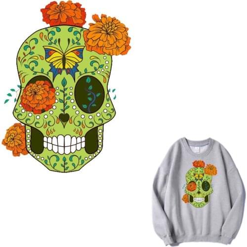 Iron on punk patches applique on clothes skull patch badges heat transfers stickers decor stripes decal embroidery DIY print E