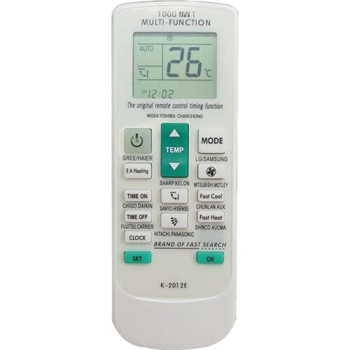 Universal A/C Remote Control K-2012E For GREE Haier CHANGHONG MIDEA TOSHIBA Air Conditioning Remote Control 1000 IN 1
