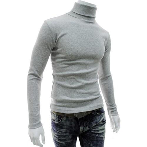Long Sleeve Turtleneck Men Pullover Soft Solid Color Stretchy Knitted Shirt for Autumn Winter warm Soft long sleeve fit Pullover
