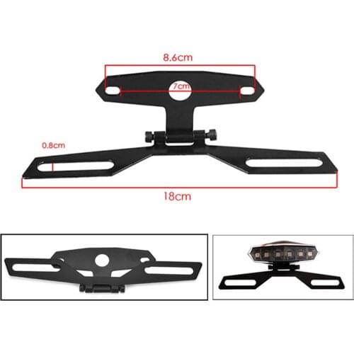 Motorcycle Tail Lamp Brake Stop Light Taillight Holder Folding License Plate Bracket - Black