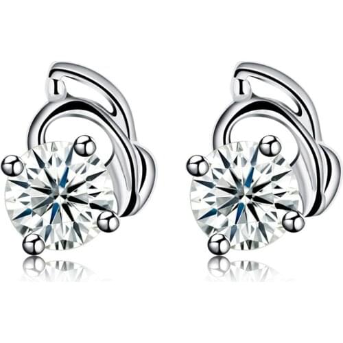 SILVERHOO 925 Sterling Silver Irregular Earrings For Women Minimalist Luxury Cubic Zirconia Stud Earring Fine Jewelry Hot Sale
