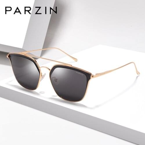 PARZIN Vintage Sunglasses Women Alloy Big Frame Sun Glasses Female Ladies Shades Black 8160