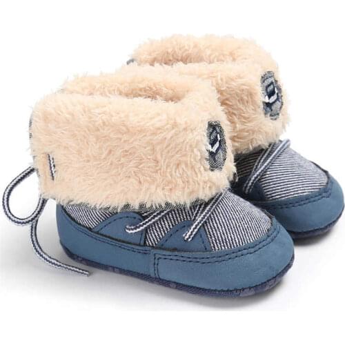 Winter Baby Shoes Boy Girl Booties Toddler Lacing Lace Rubber Sole Anti-slip Keep Warm Newborn Toddler First Walkers Shoes Boot