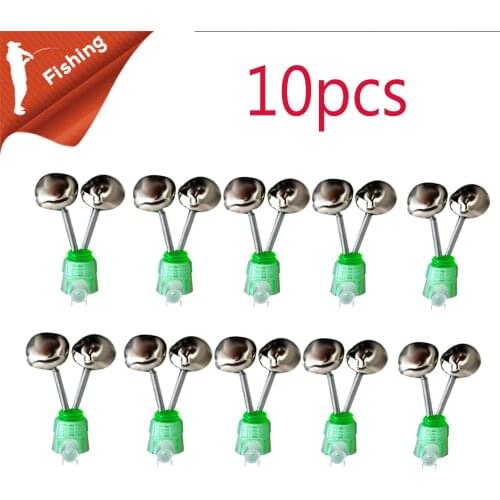 10Pcs/Set Twin Spiral Bells Fishing Bite Alarms Outdoor Night Carp Fishing Rod Tip Clips Tool Accessories peche
