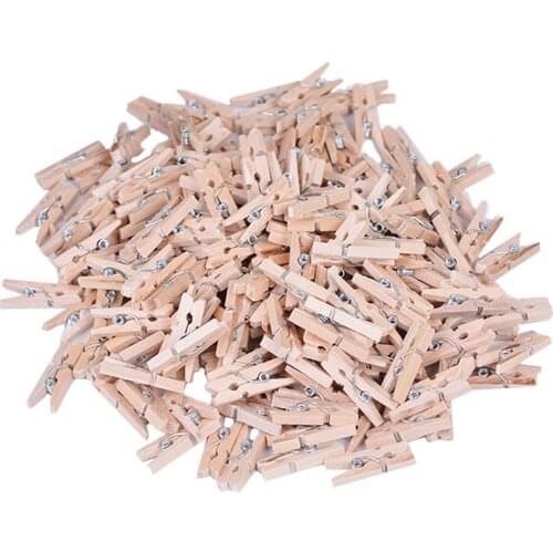 100PCS/Lot Wooden Clothes Pegs Mini Clothespins Solid Wooden Hanger Clamp DIY Mini Photo Wooden Clips Decorative Clips L*5