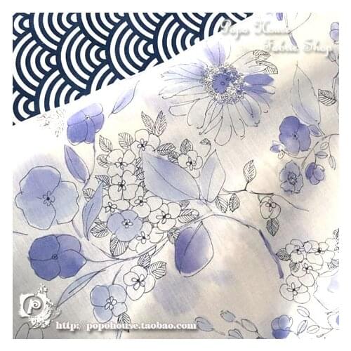 110x50cm Thin Transparent High-Branch Watercolor Daisy Pure Cotton Fabric, Making Clothes Home Decoration