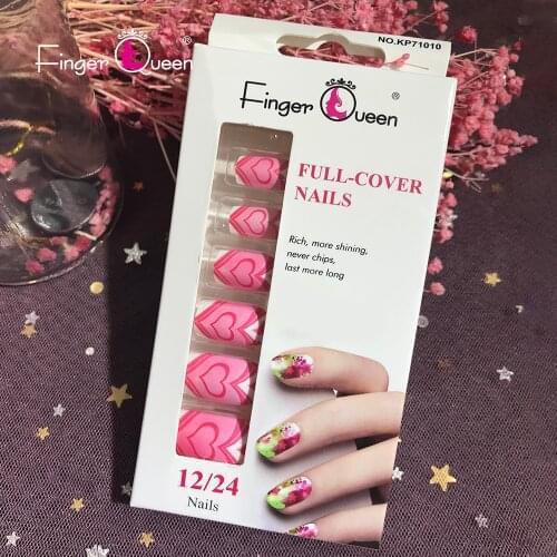 24pcs False Nails Girly Nails Cartoon Pattern Acrylic Nail Tips