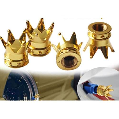 4PCS Universal Golden Crown Car Truck Bike Tire Air Valve Stem Caps Fits Car, Truck Bike Motorcycle With A Standard Valve Stem