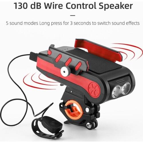 4 IN 1 Led Bicycle Light Front USB Rechargeable Horn Phone Holder Bicycle 4000MAh Bike Lamp Flashlight For Bike Light Lantern