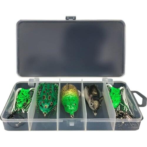 5pcs/pack Thunder Frog Silicone Rubber Fishing Lure Bait With Single/double Hook