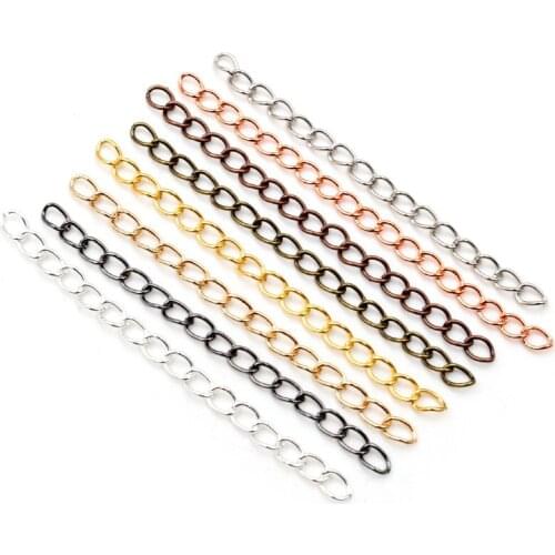 50pcs/lot 50mm 70mm 5x4mm Necklace Extension Chain Bulk Bracelet Extended Chains Tail Extender For DIY Jewelry Making Findings