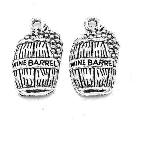 50pcs Wine barrel charms pendant 19x11mm antique silver ornament accessories jewelry making DIY base material
