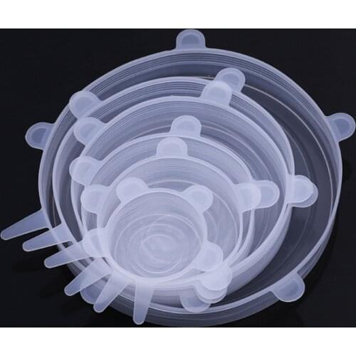 6 Pcs/Set Food Silicone Cover Universal Silicone Lids For Cookware Bowl Pot Reusable Stretch Lids Kitchen Accessories