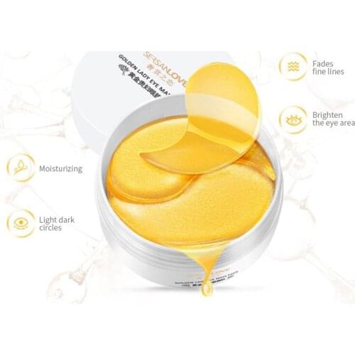 60pcs 24K Gold Eye Mask Remove Dark Circles Moisturize Eye Patches Crystal Collagen Gel Mask Wrinkle Anti Age Bag Eye Care TSLM1