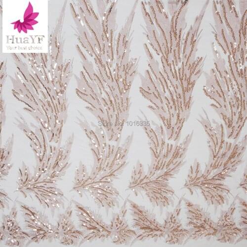 African french net lace fabric 2019 high quality embroidered beaded tulle sequins double organza lace for party dress