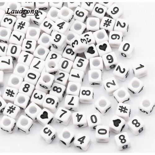 Acrylic Number Beads Square Mixing Color Random Letter Spacer Beads For DIY Handmade Childrens Bracelet Jewelry Necklace Making