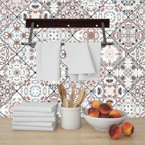 Arabic Retro Tile Stickers For Kitchen Bathroom Kitchen Decoration vinyl tile Waterproof Wall Sticker Art Print Wallpaper