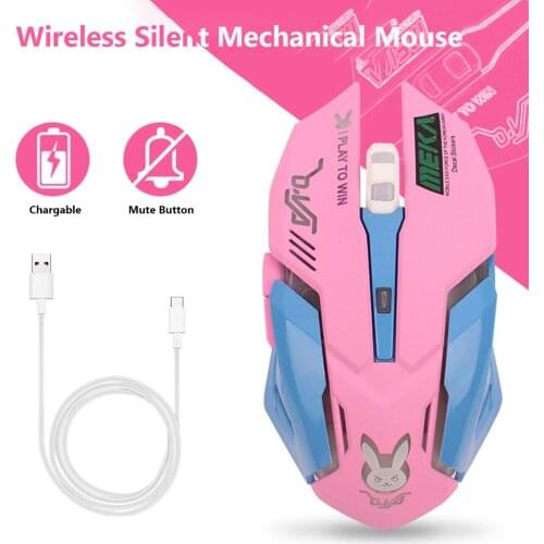 Breathing LED USB Wireless Optical Mouse 2400dpi Mute PC Laptop Computer 6 Buttons Gaming Mice for OW DVA overwatch Dropship