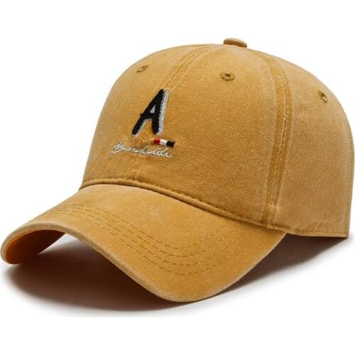 New Washed Cotton Men Baseball Cap Vintage Snapback Hats For Women Embroidery Baseball Hat Letter A Bone Male Cap