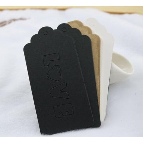 100Pcs 5*10cm DIY Kraft Paper Tags White Brown Rectangle Heart Label Luggage Wedding Note Blank Price Hang Tag Kraft Gift