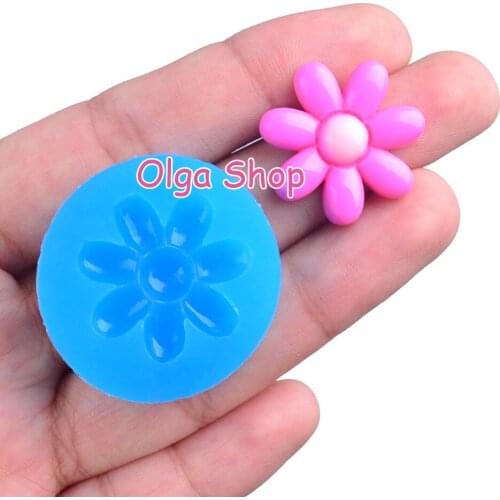 HYL241 21.6mm x 22.4mm Flower Silicone Mold Fondant Cake Decoration Candy Resin Clay Earrings Necklace Craft Soap Candle