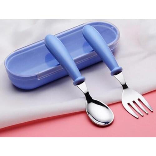 Nordic Baby Tableware Set Children Utensil Candy Color Toddler Dinnerware Cutlery Cartoon Infant Food Feeding Spoon Fork