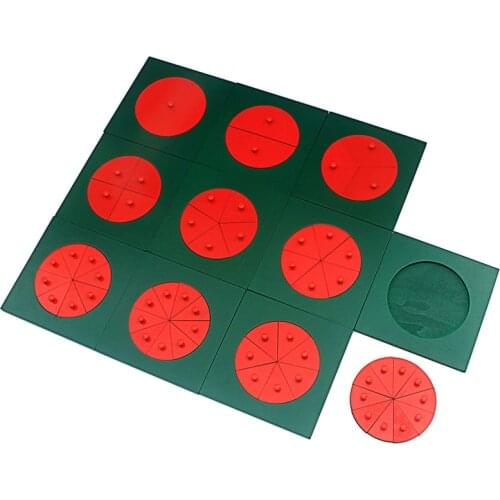 Baby Montessori Math Toys Wooden Fraction Circles 1-10 Counting Fractions Educational Wood Toys Circular Division Grasping Board