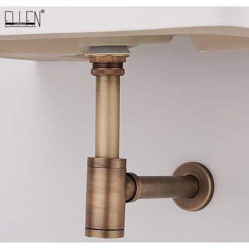 ELLEN Bathroom Lavatory Basin Sink Pop Up Drain Antique Bronze Siphon Drains Bottle Trap With Pop Up Drain Kit P-TRAP Pipe Waste