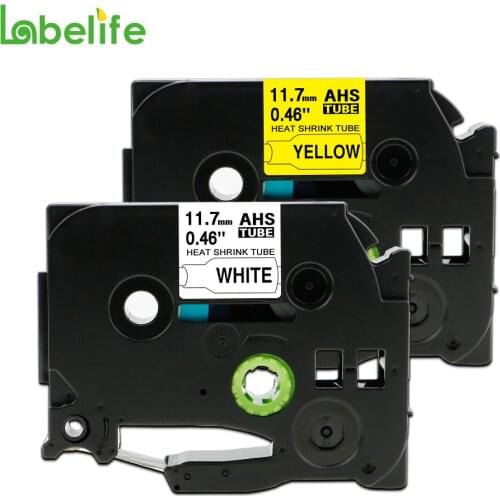 Labelife 2 Pack HSe-231 HSe-631 White & Yellow Combo Heat Shrink Tube Set Compatible Brother P-touch used in Telecom Industry