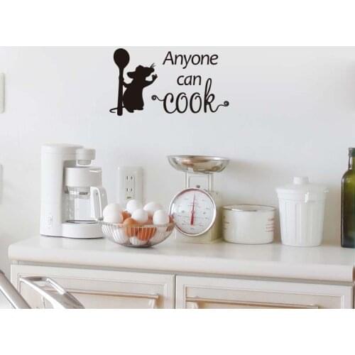 Kitchen Mouse Anyone Can Cook Wall sticker For Kitchen Background Home Decoration Mural Art Removable Wallpaper Decals Stickers