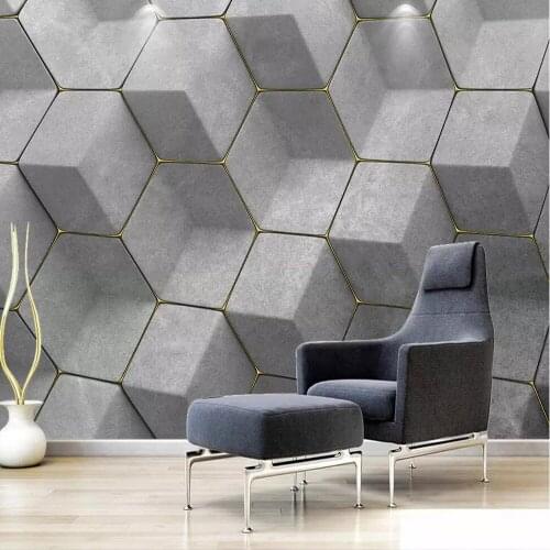 Milofi custom 3D wallpaper mural atmosphere Nordic stereo gray geometric living room wall decoration wallpaper