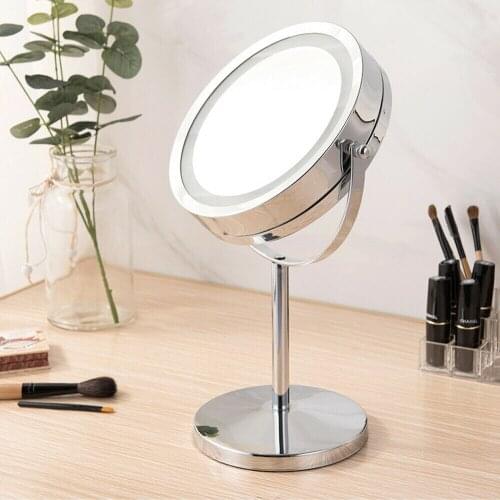 7 Inch Desktop Double Sided Makeup Mirror 1X/10X Magnifying Makeup Mirror LED Lighted Portable Dressing Table Cosmetic Mirrors
