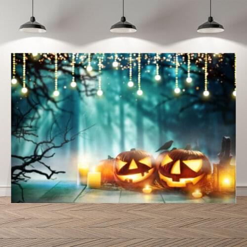 Neoback Halloween Party Pumpkin Candle Lightning Decoration Photography Background Photographic Backdrop For Photo Studio Shoot
