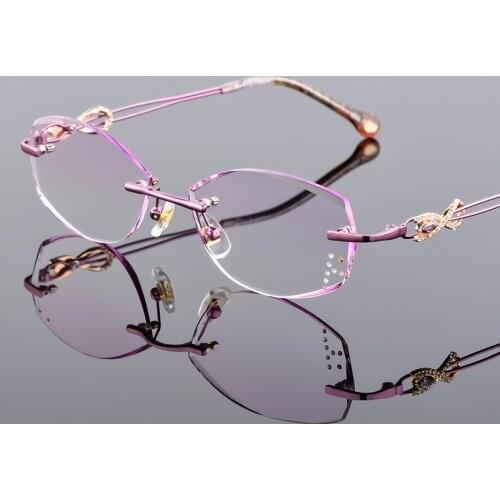 0~+/-4.50 Custom Finished Prescription Glasses Women Rimless Eyeglasses Customized Myopia Hyperopia Glasses Optical Lens