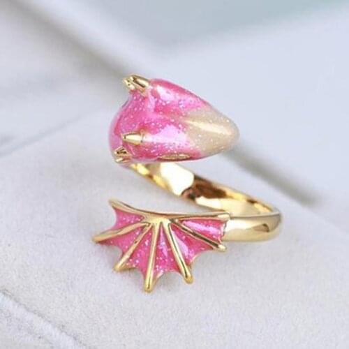 Original Design Starry Sky Knight Blue Dragon Animal Opening Ring Colorful Fresh And Unique Cocktail Party Jewelry Adjustable