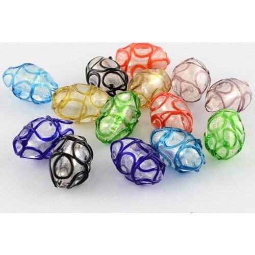 Pandahall 100pc Mix Color Handmade Lampwork Beads Oval DIY Jewelry Accessories Finding Making Necklace Bracelets Wholesale 16mm