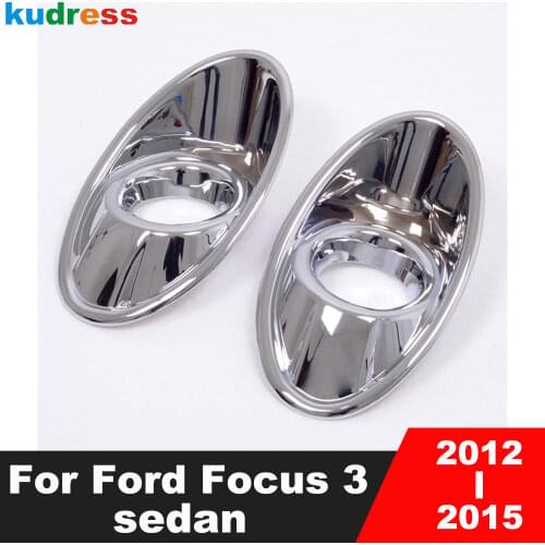 For Ford Focus 3 2012-2015 sedan ABS Chrome Front Fog light Foglights Lamp Protector Cover Trim Exterior Accessories Styling