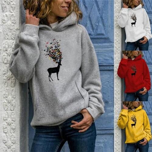 Plus Size Hoodie Sweatshirt Women Printed Pullover Female Autumn Winter Tracksuit Hoody Sudadera Mujer